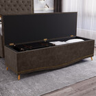 Calçadeira Baú Estofada Queen160cm Suede Belize Js Móveis