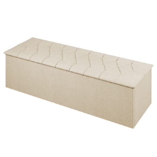 Calçadeira Baú Estofado Casal Istambul Dobuê 1,40m Suede Bege