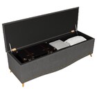 Calçadeira Baú King 195cm Com Tachas Imperial J02 Linho Grafi