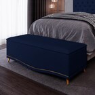 Calçadeira Baú King 195cm Com Tachas Imperial J02 Veludo Azul
