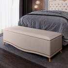 Calçadeira Baú King 195cm Com Tachas Imperial Veludo J02 Bege