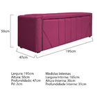 Calçadeira Baú King Minsk P02 195 Cm Para Cama Box Suede - Do