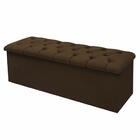 Calçadeira Baú King Size 193cm Geovana Suede Veludo Marrom -