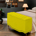 Calçadeira Baú King Size Estofada Maitê Veludo Amarelo