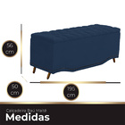 Calçadeira Baú King Size Estofada Maitê Veludo Azul Marinho