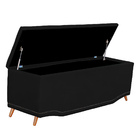 Calçadeira Baú King Size Estofada Maitê Veludo Preto