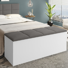 Calçadeira Bau Megh Branco Cinza Para Cama De 140 Cm