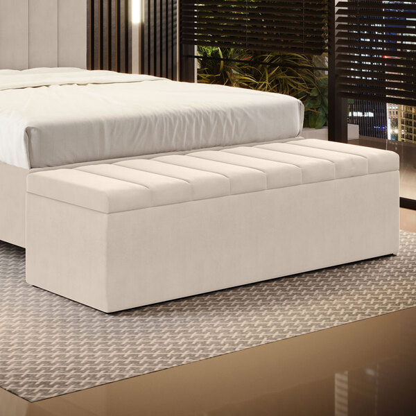 Calçadeira Baú Navi 140 Z-003 Sued Bege Aradecor