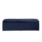 Calçadeira Baú Queen 158 Cm Imperatriz Suede Azul Escuro