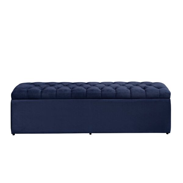 Calçadeira Baú Queen 158 Cm Imperatriz Suede Azul Escuro