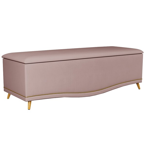Calçadeira Baú Queen 160cm Com Tachas Imperial J02 Veludo Ros