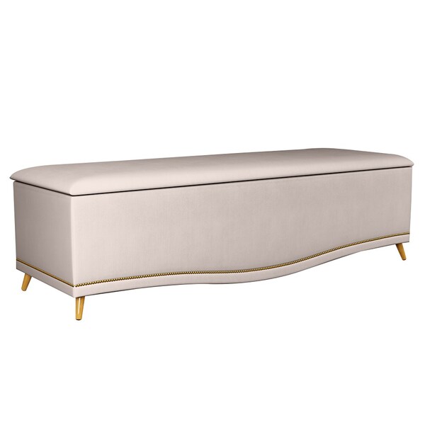 Calçadeira Baú Queen 160cm Com Tachas Imperial Veludo J02 Beg