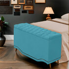 Calçadeira Baú Queen Estofada Maitê Veludo Azul Claro