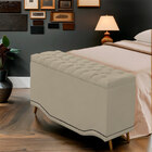 Calçadeira Baú Queen Estofada Maitê Veludo Bege Médio