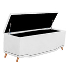 Calçadeira Baú Queen Estofada Maitê Veludo Branco