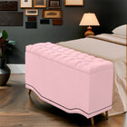 Calçadeira Baú Queen Estofada Maitê Veludo Rosa Bebe