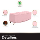 Calçadeira Baú Queen Estofada Maitê Veludo Rosa Bebe