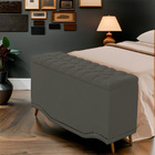 Calçadeira Baú Queen Estofada Maitê Veludo Tabaco