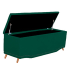 Calçadeira Baú Queen Estofada Maitê Veludo Verde Esmeralda