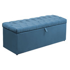 Calçadeira Baú Queen Itália 160 Cm Suede Azul Turquesa- D A D