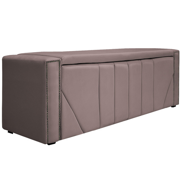 Calçadeira Baú Queen Minsk P02 160 Cm Para Cama Box Linho - A