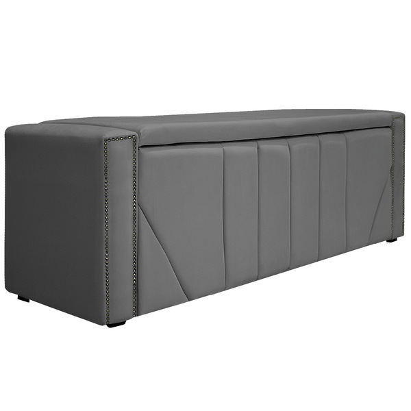 Calçadeira Baú Queen Minsk P02 160 Cm Para Cama Box Suede - D