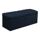 Calçadeira Baú Queen Paris 160 Cm Suede Azul Marinho - D A De