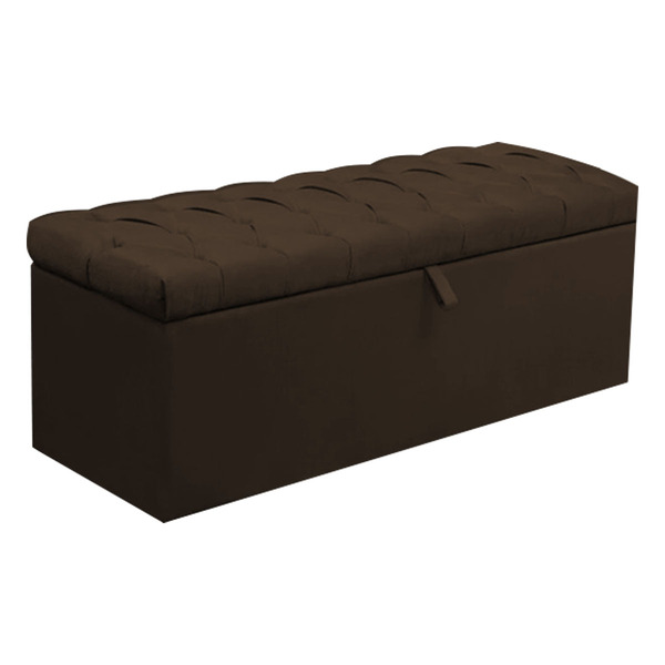 Calçadeira Baú Queen Paris 160 Cm Suede Marrom - D A Decor