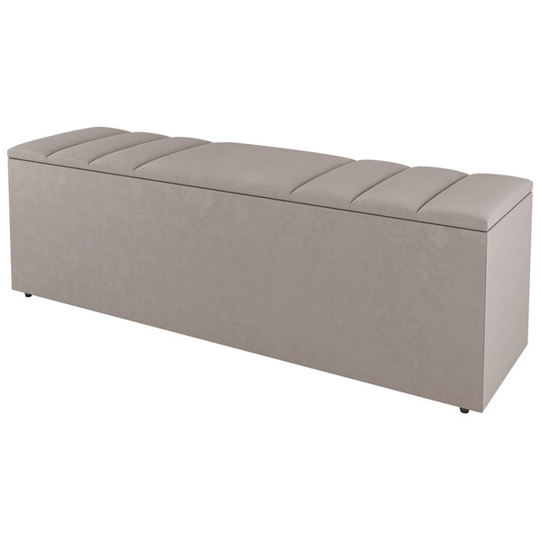 Calçadeira Baú Queen Size Grace 160cm Suede Bege - Desk Design