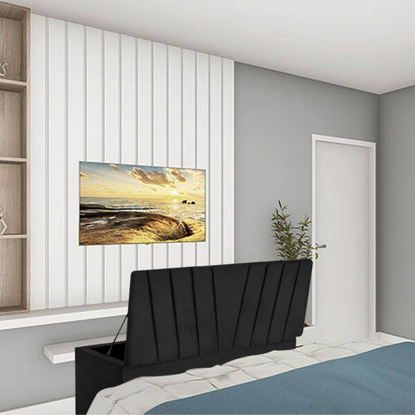 Calçadeira Baú Recamiel Casal 140cm Bélgica Suede Preto - D A