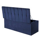 Calçadeira Baú Recamiel Casal 140cm Kiara Suede Azul Marinho