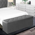 Calçadeira Baú Recamier 140 Cm Daiana Linho Cinza Escuro