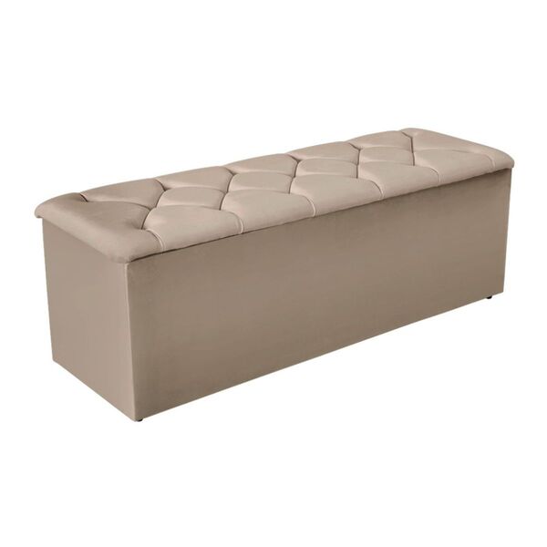 Calçadeira Baú Recamier 140 Cm Diana Suede Bege Escuro