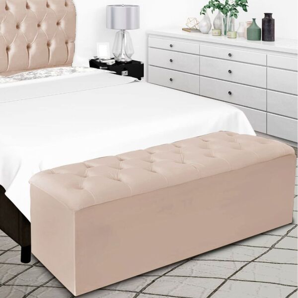 Calçadeira Baú Recamier 140 Cm Emilia Veludo Rosé