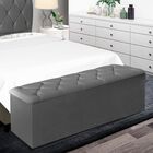 Calçadeira Baú Recamier 195 Cm Daiana Linho Cinza Escuro