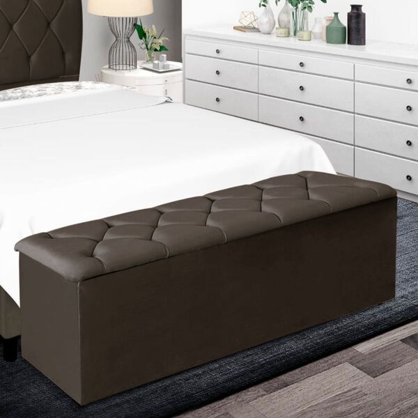 Calçadeira Baú Recamier 195 Cm Daiana Suede Marrom
