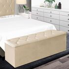 Calçadeira Baú Recamier 195 Cm Diana Suede Bege Claro