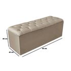 Calçadeira Baú Recamier 90 Cm Bianca Linho Bege Escuro