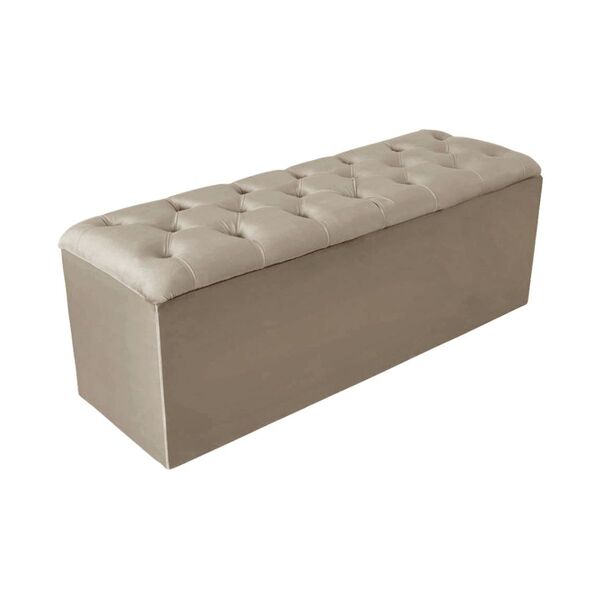 Calçadeira Baú Recamier 90 Cm Bianca Suede Bege Escuro