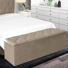 Calçadeira Baú Recamier 90 Cm Daiana Suede Bege Escuro