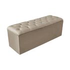 Calçadeira Baú Recamier 90 Cm Emilia Suede Bege Escuro