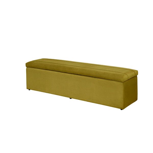 Calçadeira Baú Recamier Casal 138 Cm Helena Suede Amarelo