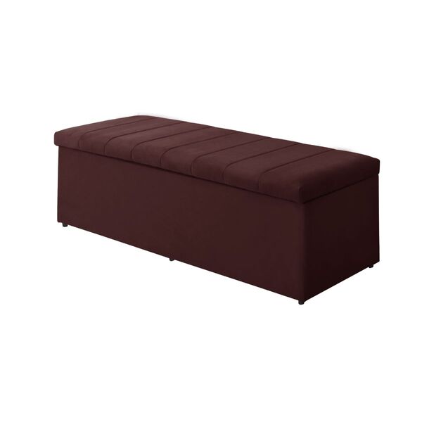 Calçadeira Baú Recamier Casal 138 Cm Vitória Suede Bordô