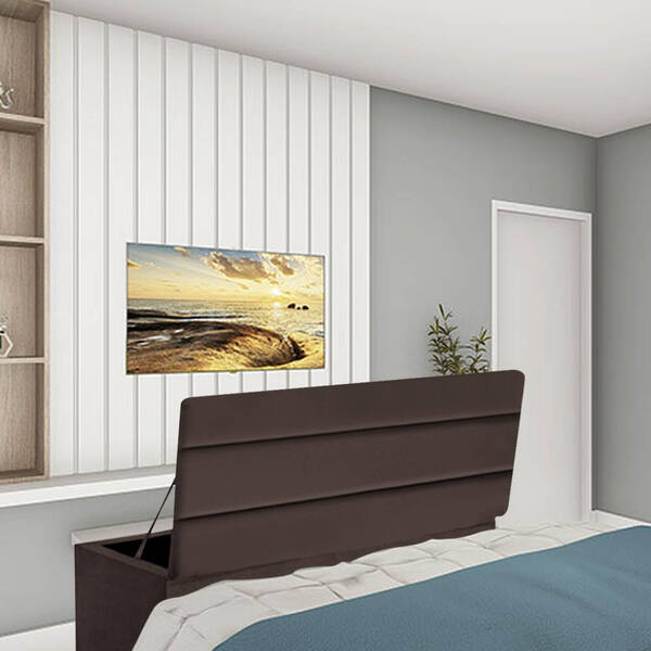 Calçadeira Baú Recamier Casal 140cm Argentina Courino Marrom