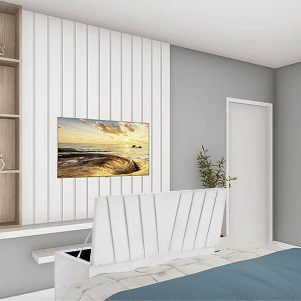 Calçadeira Baú Recamier King 190cm Bélgica Suede Branco - D A