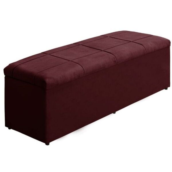 Calçadeira Baú Recamier King 193 Cm Raissa Suede Marsala