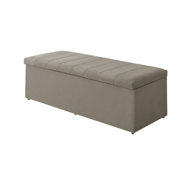 Calçadeira Baú Recamier Queen 158 Cm Vitória Suede Bege