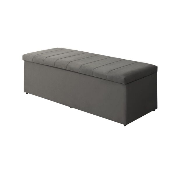 Calçadeira Baú Recamier Queen 158 Cm Vitória Suede Cinza