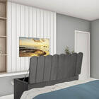 Calçadeira Baú Recamier Queen 160cm Alanis Suede Cinza Escuro