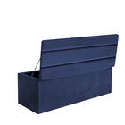 Calçadeira Baú Recamier Queen 160cm Argentina Suede Azul Mari